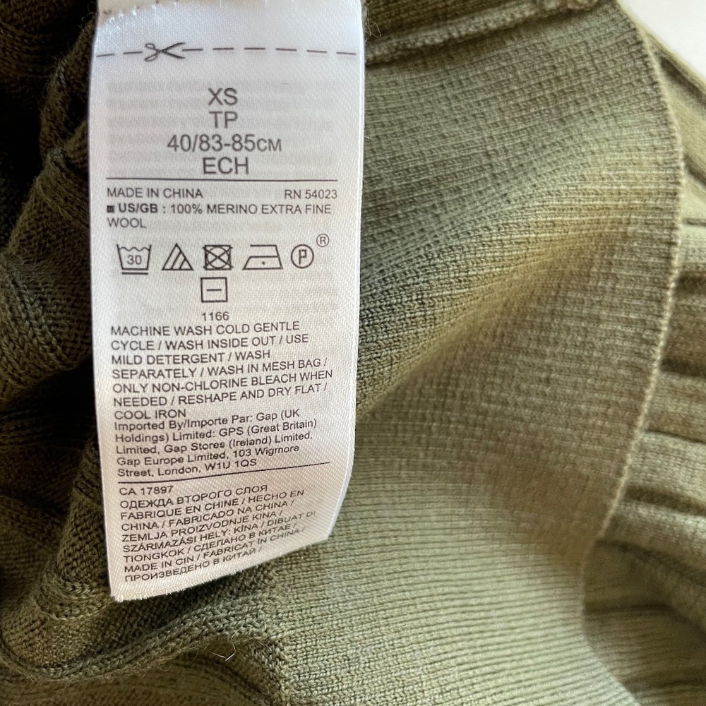 Banana Republic 100% Merino Wool Sweater XS Olive Green - Picture 4 of 6